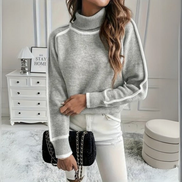 PULL GRIS À COL ROULÉ ÉLÉGANT