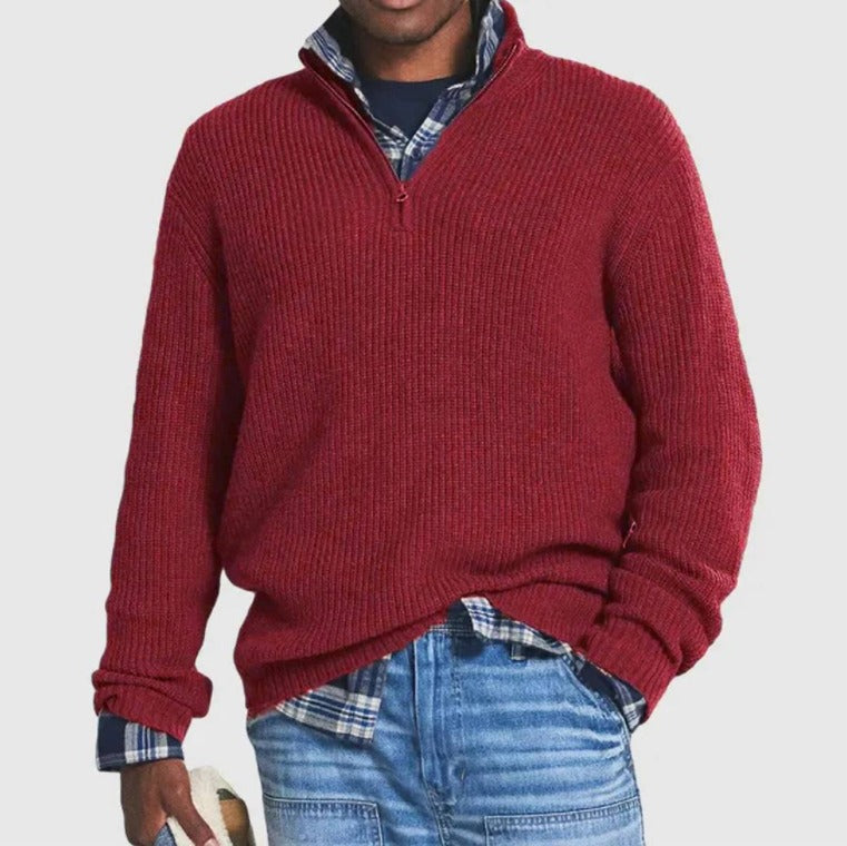 PULL HERITAGE EN LAINE À COL ZIPPÉ