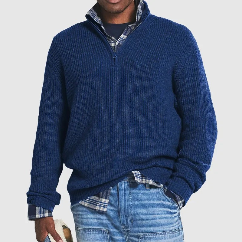 PULL HERITAGE EN LAINE À COL ZIPPÉ