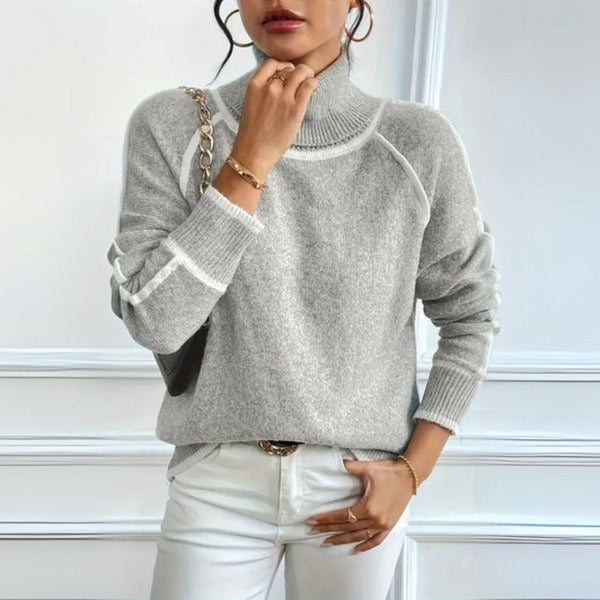 PULL GRIS À COL ROULÉ ÉLÉGANT