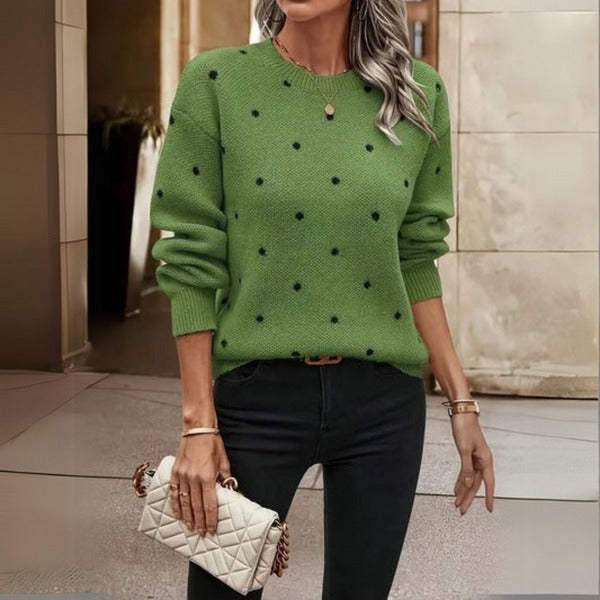 PULL CLASSIQUE EN MAILLE DOUCE À POIS