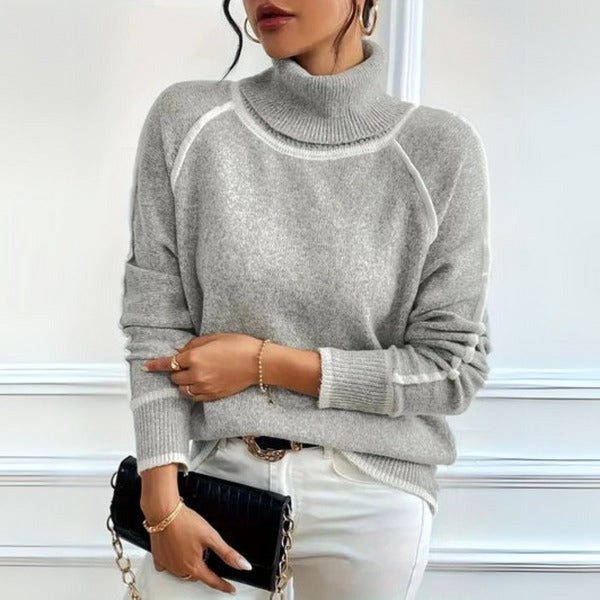 PULL GRIS À COL ROULÉ ÉLÉGANT