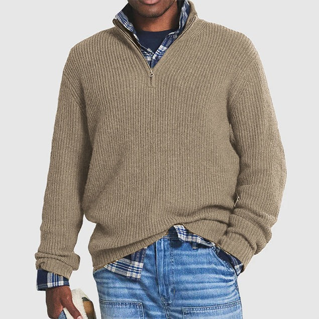 PULL HERITAGE EN LAINE À COL ZIPPÉ