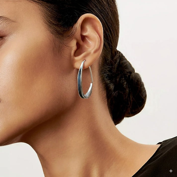 Boucles D'oreilles Circulaires En Argent Premium