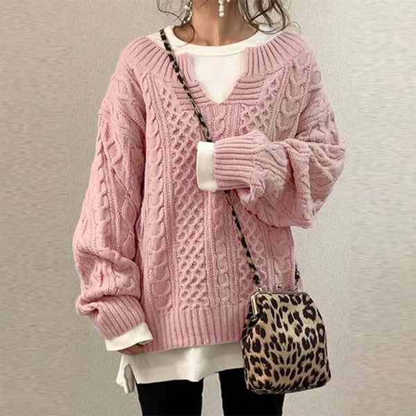 PULL TORSADÉ OVERSIZE BLANC ÉLÉGANT