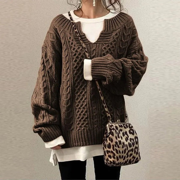 PULL TORSADÉ OVERSIZE BLANC ÉLÉGANT