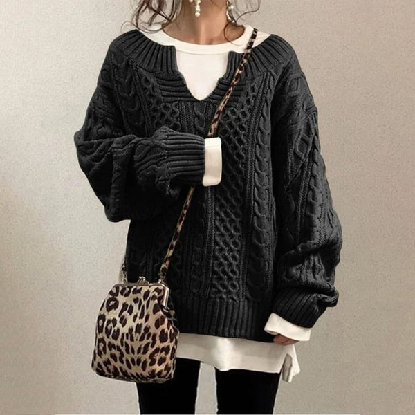 PULL TORSADÉ OVERSIZE BLANC ÉLÉGANT