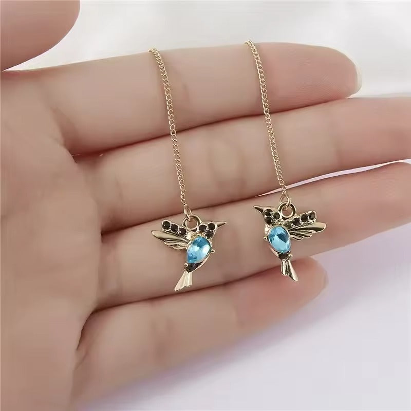 Ailes de Colibri - Boucles d'oreilles Élégantes avec émail et cristaux