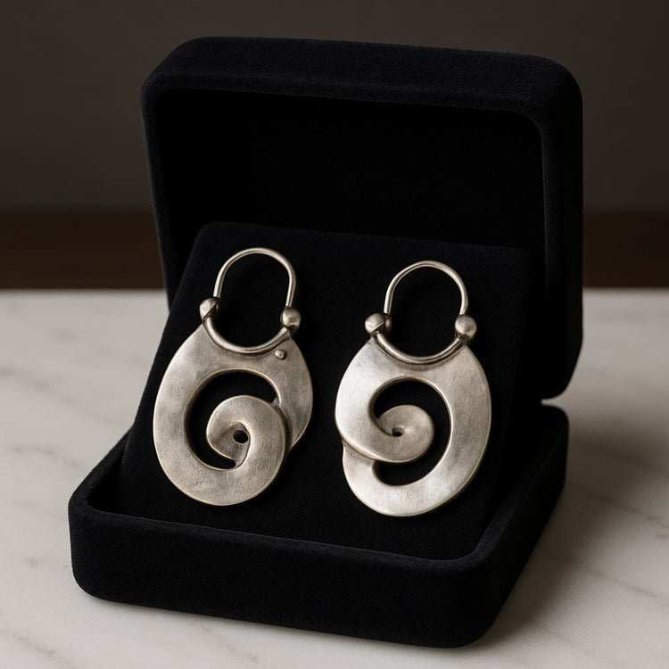 Boucles d'oreilles spirales en argent