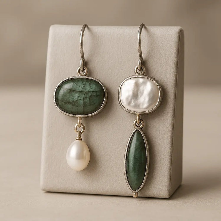 Boucles D'oreilles Vintage En Argent Avec Pierres Naturelles