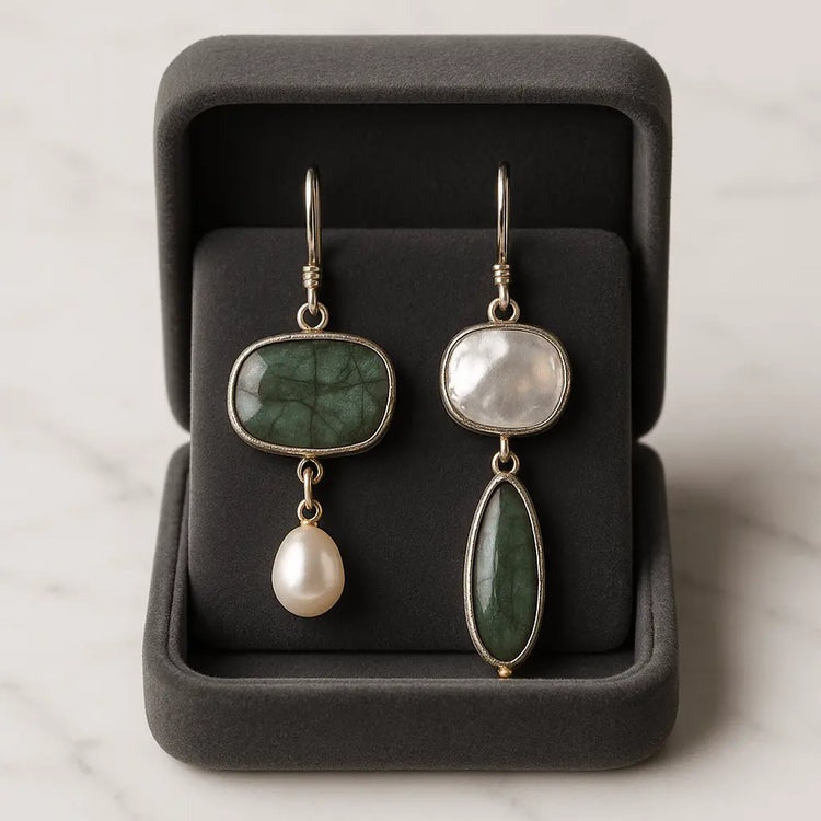 Boucles D'oreilles Vintage En Argent Avec Pierres Naturelles