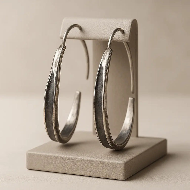 Boucles D'oreilles Circulaires En Argent Premium