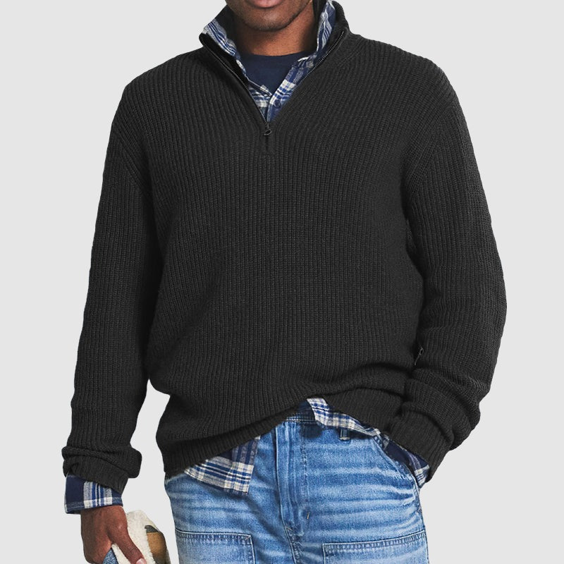 PULL HERITAGE EN LAINE À COL ZIPPÉ